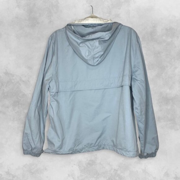 80s 90s Vintage NUAGE Powder Blue White High Neck Zip Windbreaker Jacket Large - Picture 16 of 16